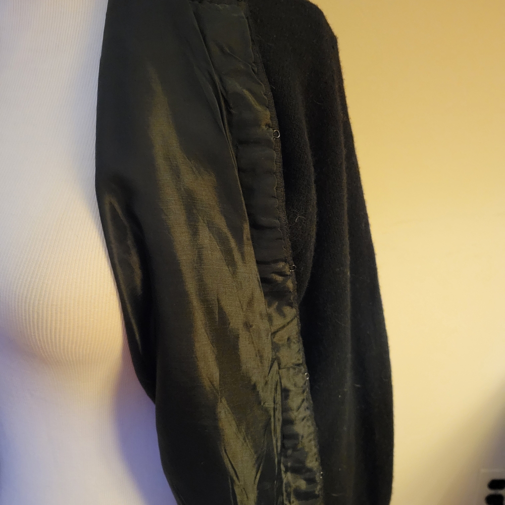 Hems Black Cardigan with Black Beaded Embroidery - Picture 2 of 8